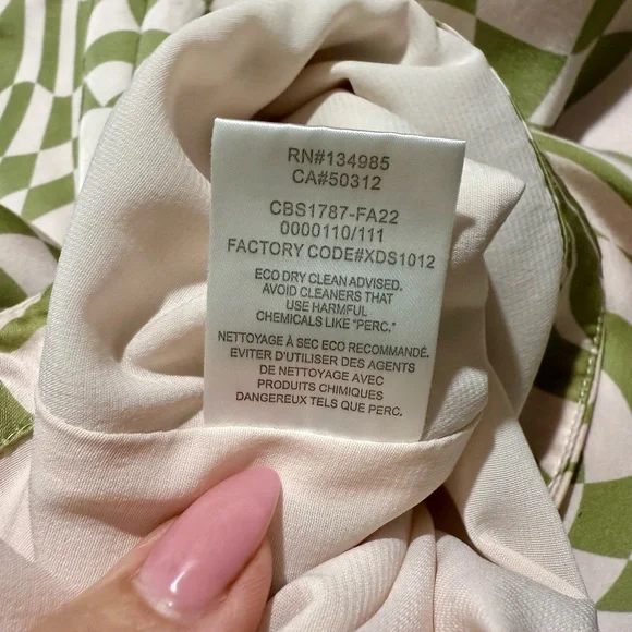 For Love & Lemons Aiko Green Pink Disoriented Checkered Mini Skirt Sz Medium - Picture 9 of 16